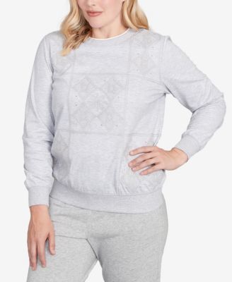 Petite Casual Vibe Embroidered Patchwork Long Sleeve Top