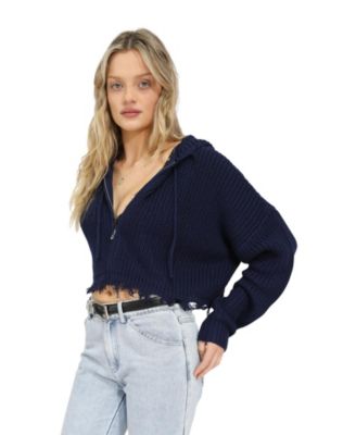 Women's Another Love Fringe Knit Zip Cardigan