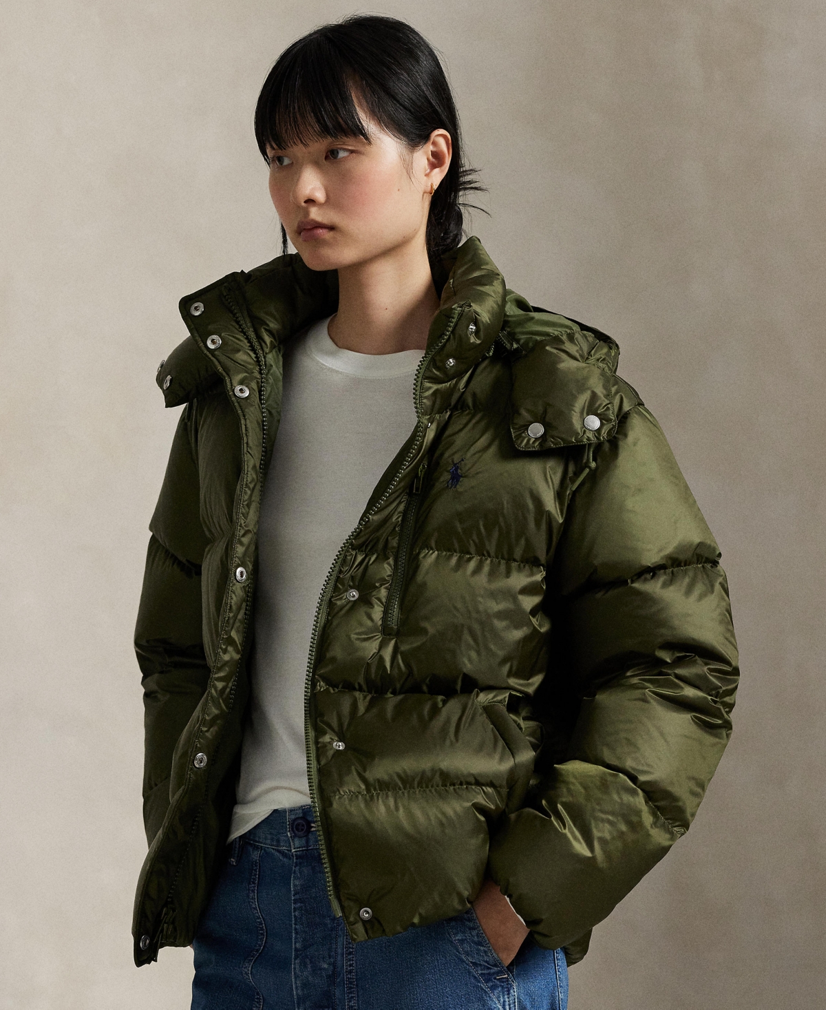 Polo Ralph Lauren Padded Nylon Down Jacket In Green
