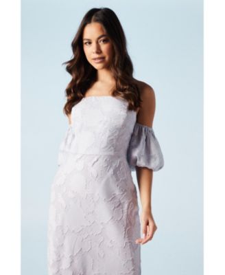 Women's Puff Sleeve Bridesmaids Midi Dress