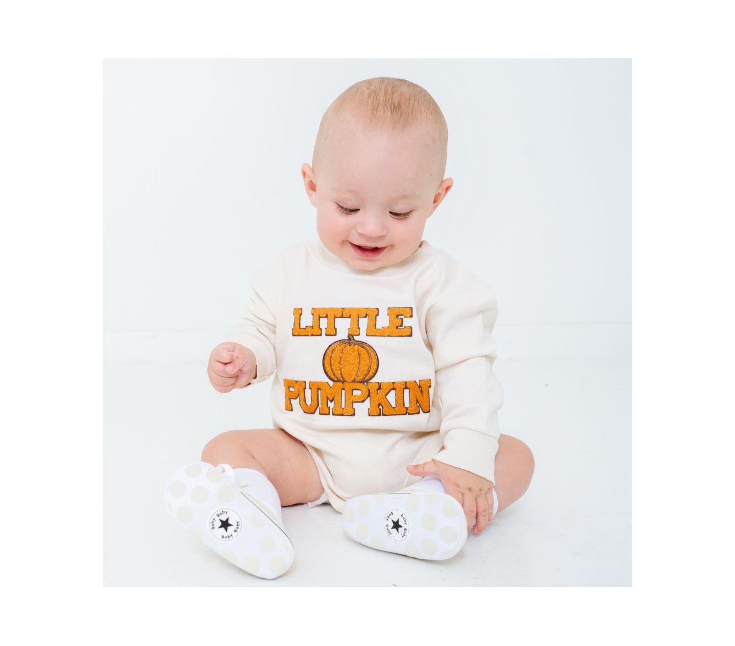 Baby Girl and Boy Little Pumpkin Patch Long Sleeve Romper