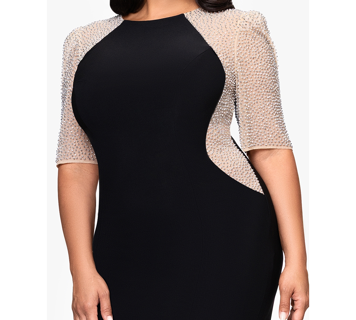 Xscape Plus Size Short Sleeve Sheath Dress In Black