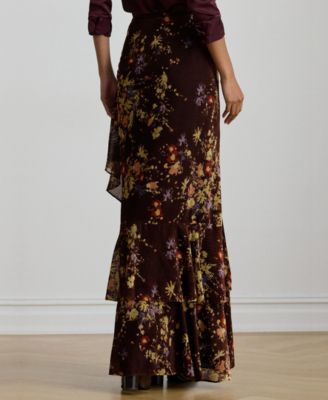 Women's Floral Print Tiered Maxi Skirt