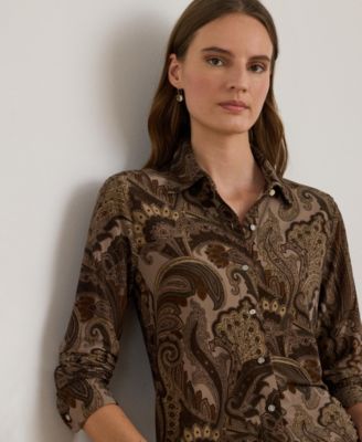 Women's Paisley Print Long Sleeve Top