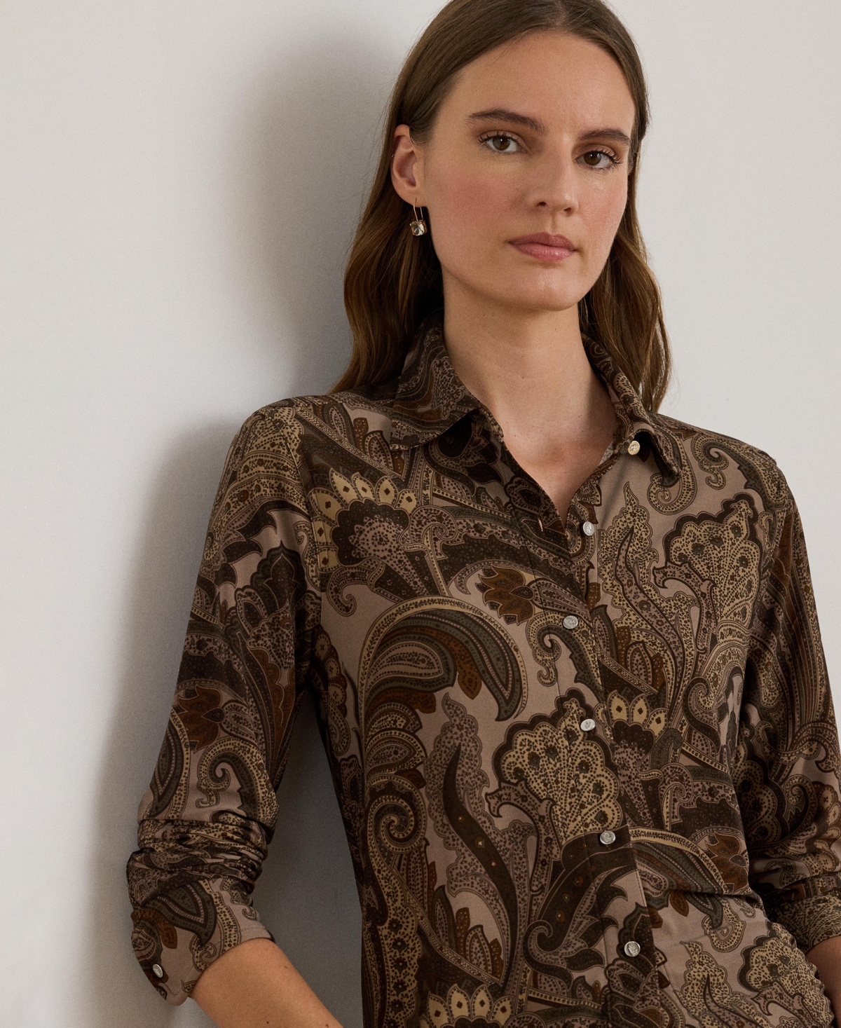 Ralph Lauren Women's Paisley Print Long Sleeve Top In Multi