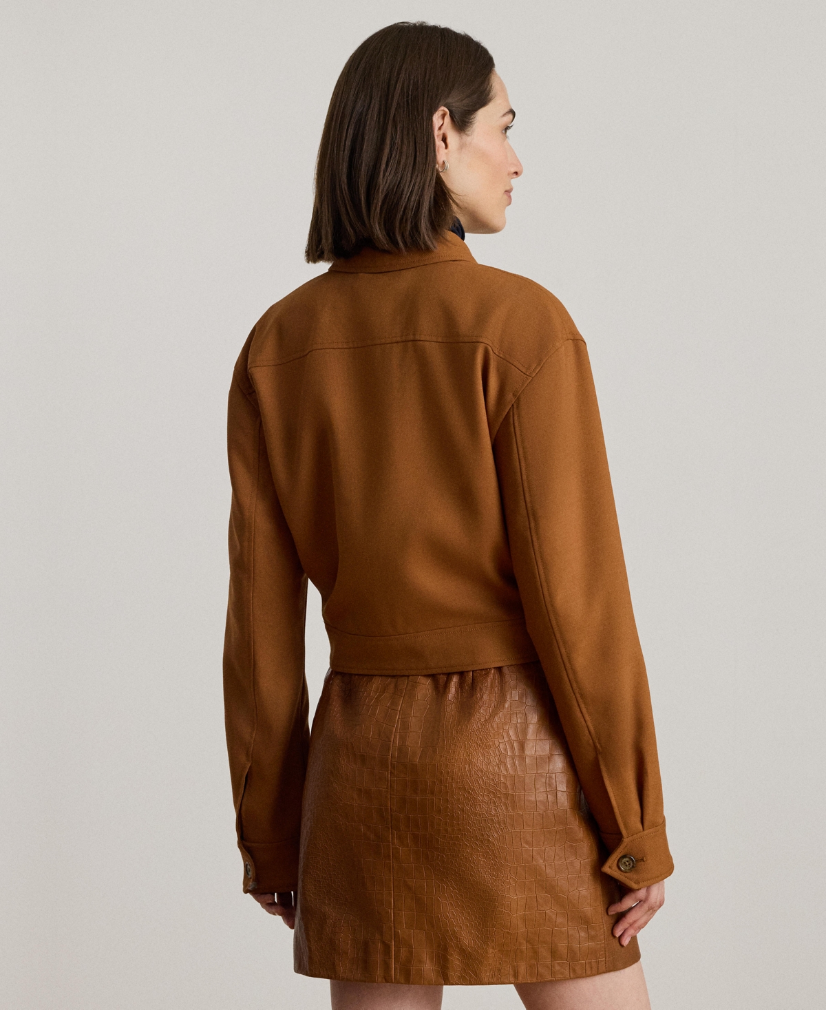 Ralph Lauren Buckle-trim Serge Cropped Jacket In Brown