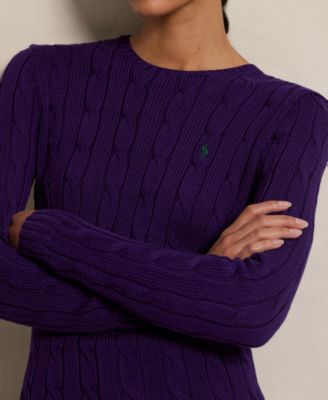 Women's Cable-Knit Cotton Crewneck Sweater