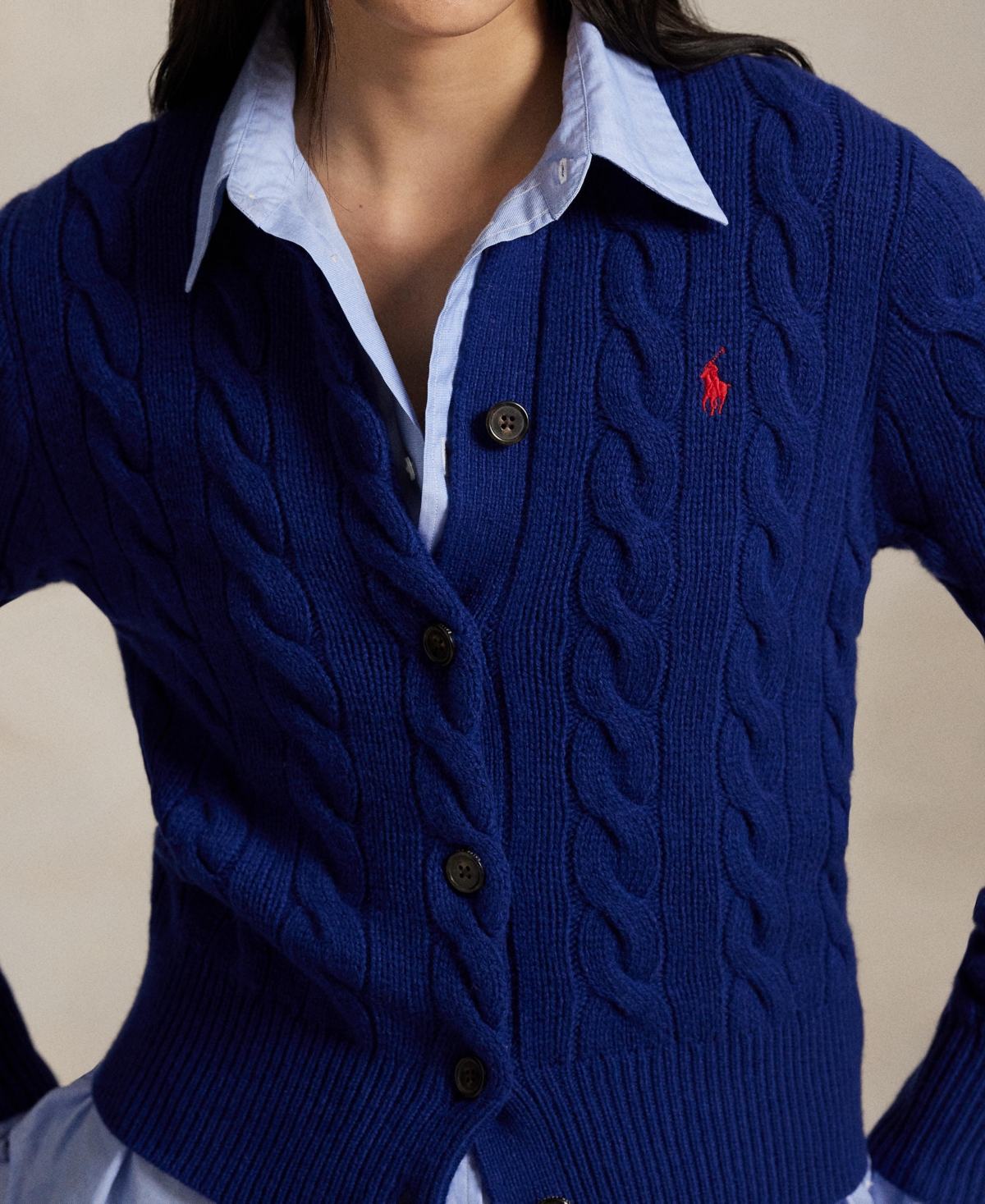 Polo Ralph Lauren Women's Cable-knit Wool-cashmere Cardigan Sweater In Blue