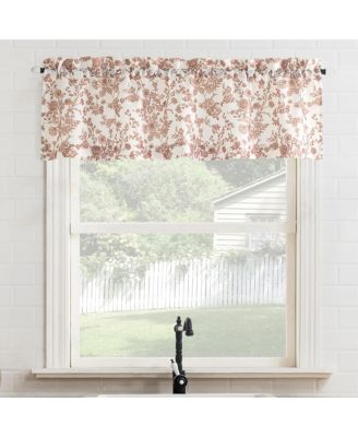 Elodie Tonal Botanical Semi-Sheer Rod Pocket Kitchen Curtain Valance