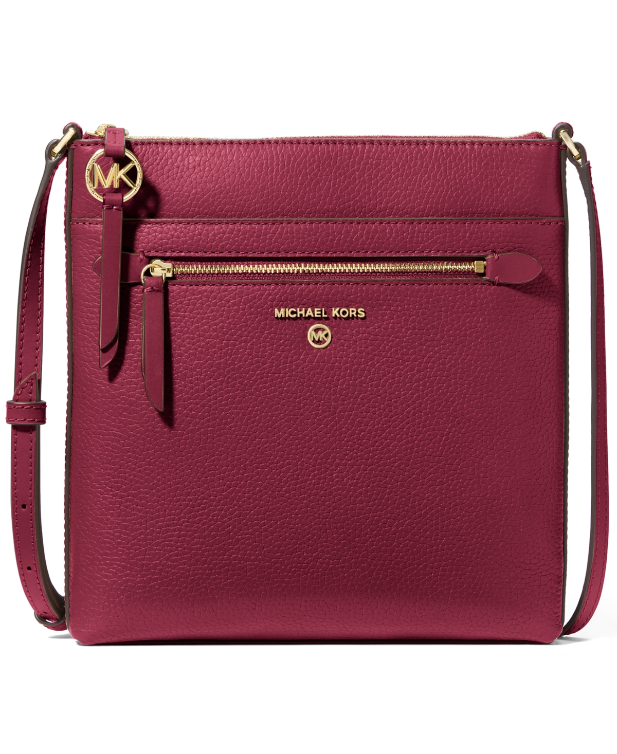 Michael Kors Jet Set Charm Leather Small North South Flat Crossbody Bag In Purple