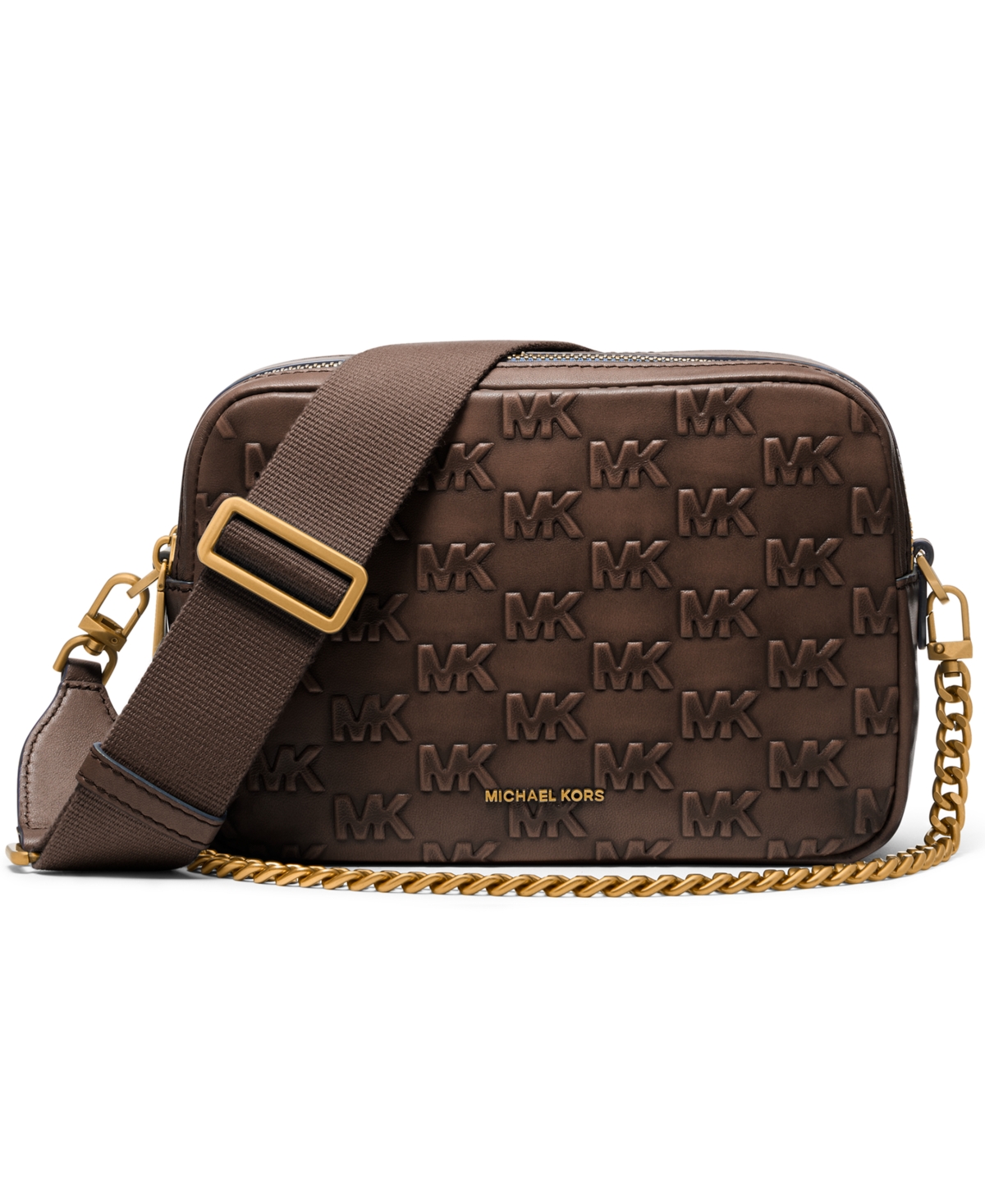 Michael Kors Bryant Double Zip Chain Camera Crossbody Bag In Brown