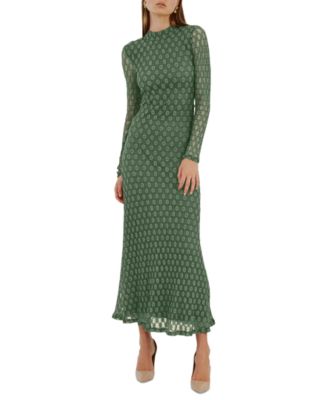 Bardot - Women's Ola High-Neck Long-Sleeve Floral-Lace Dress