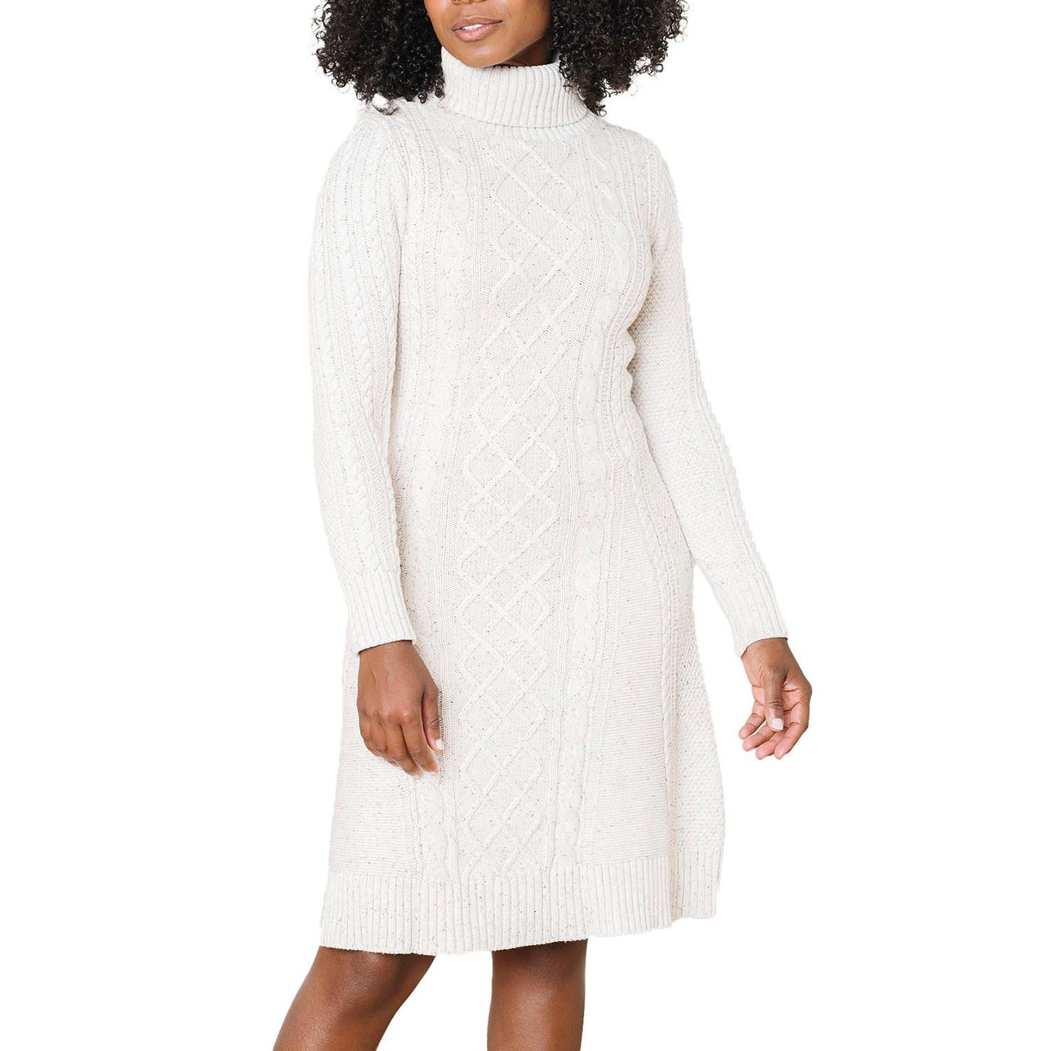 Women's Hope and Henry Organic Long Sleeve Turtleneck Cable Sweater Dress