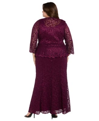 Plus Size Metallic Lace Jacket and Dress  