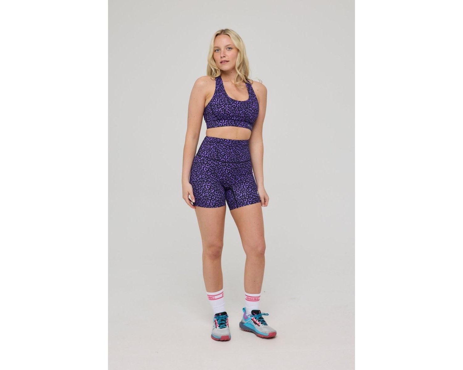 Women's Infinite High Waisted Shorts - Purple Leopard