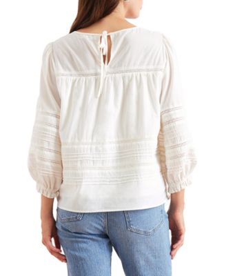 Women's Cotton Dawn Blouse with lace in Off White