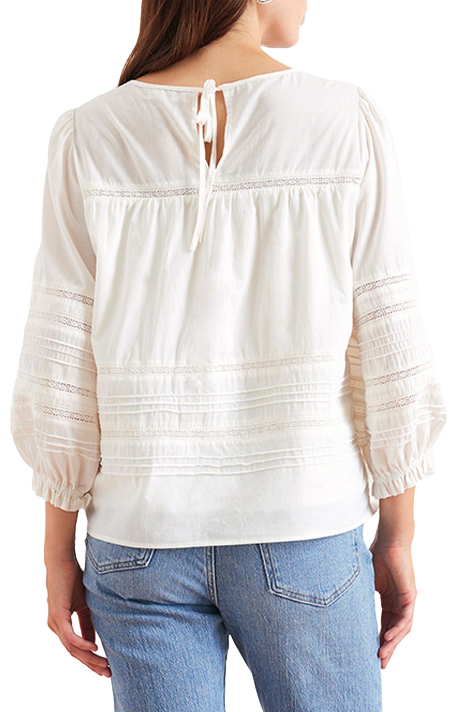 Women's Cotton Dawn Blouse with lace in Off White