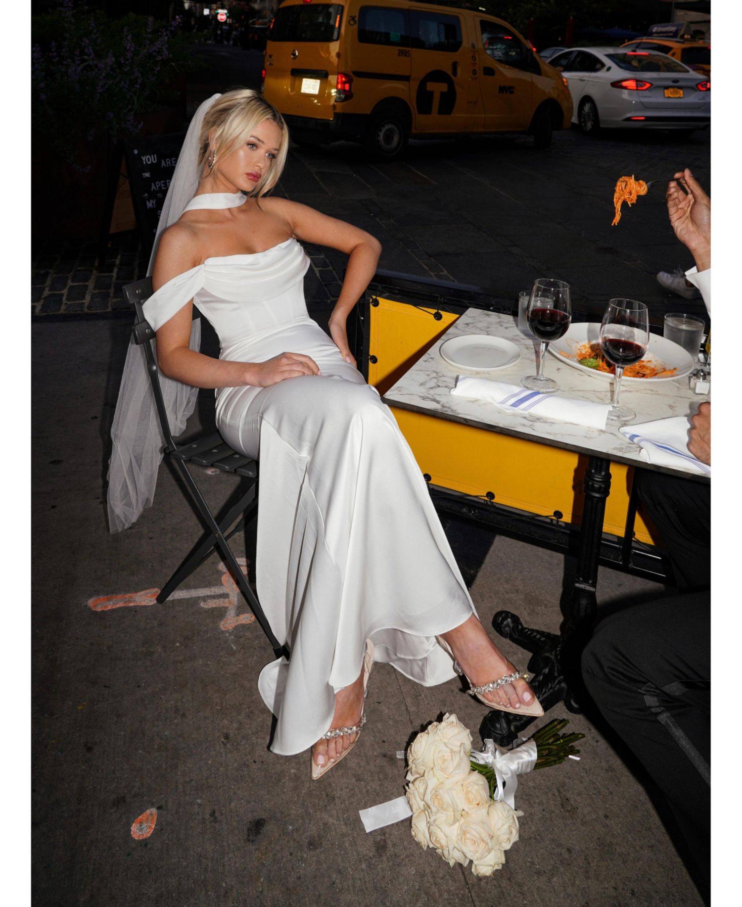 Women Ivona White Halter Neck Double Duchess Satin Gown