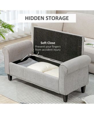 50" Bed End Bench with Ottoman and Storage,