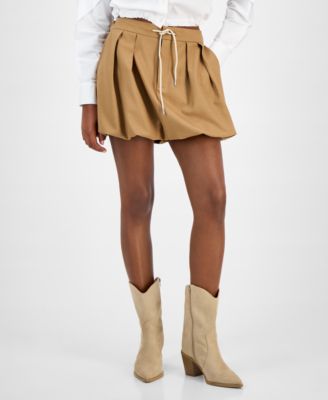 Women's Tie-Waist Bubble-Hem Mini Skirt