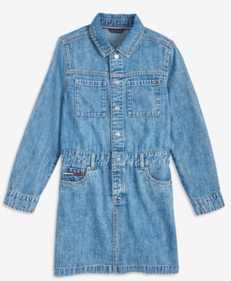 Girls 7-16 Cotton Denim Shirtdress