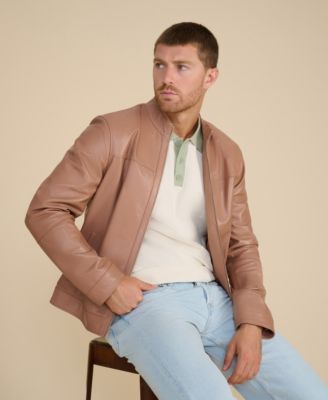 Men's Leather Racer Jacket, Created for Macy's