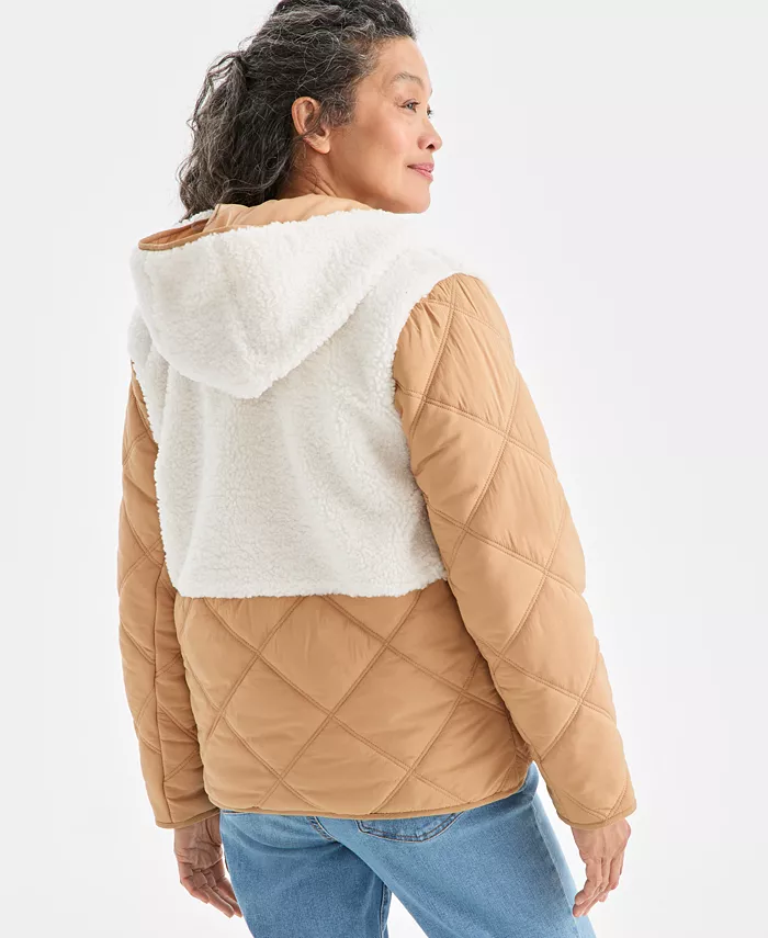 Women's Mixed Media Sherpa Jacket - thumbnail 4