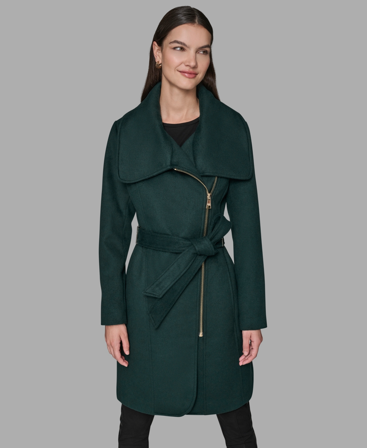 Karl Lagerfeld Women's Asymmetrical Wrap Coat In Green