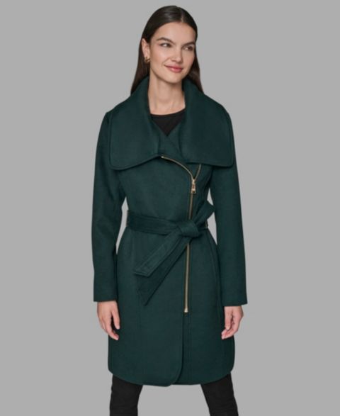 Женские куртки KARL LAGERFELD PARIS Asymmetrical Wrap Coat