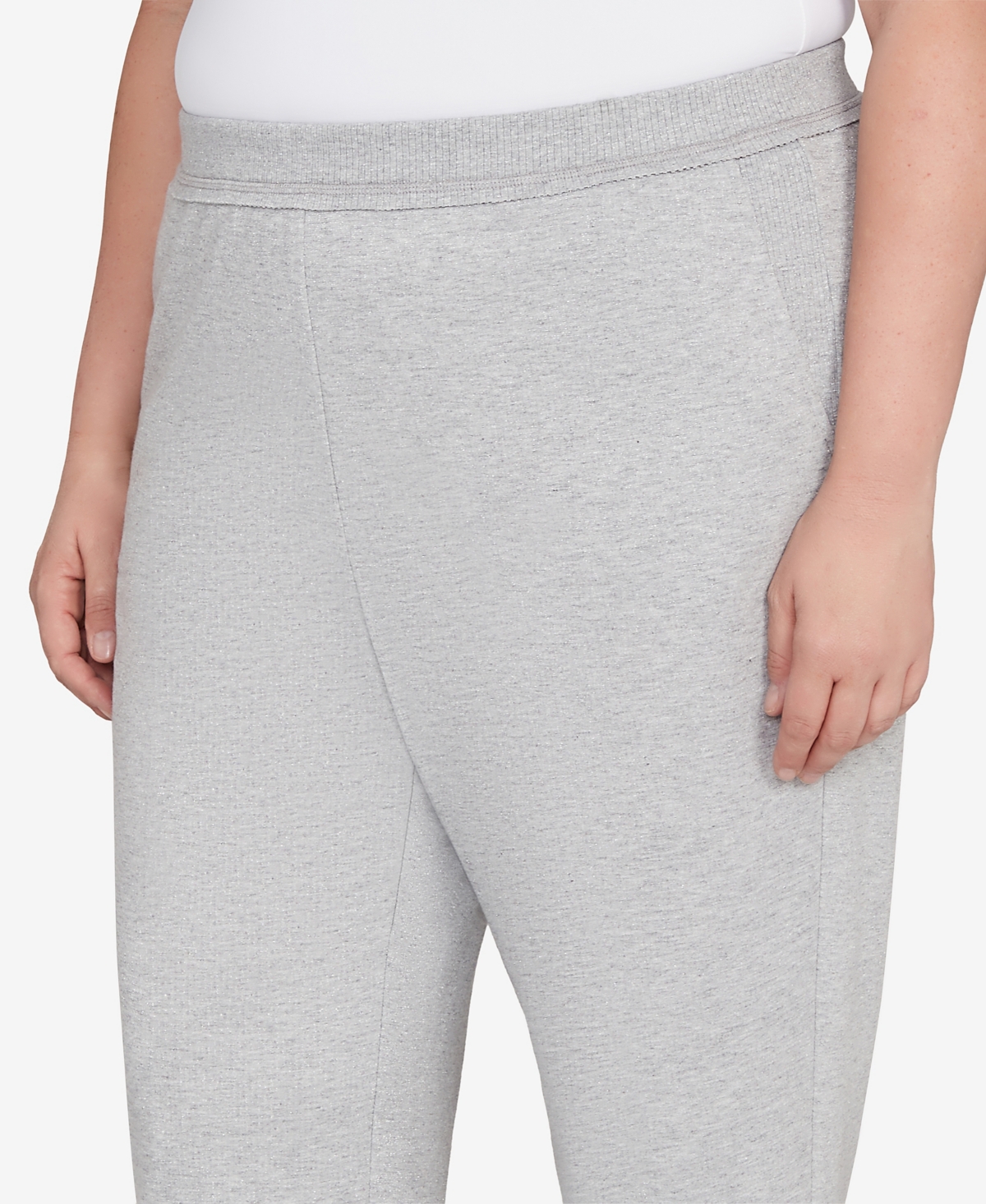 Alfred Dunner Plus Size Casual Vibe Cozy Medium Length Slant Pocket Pants In Gray