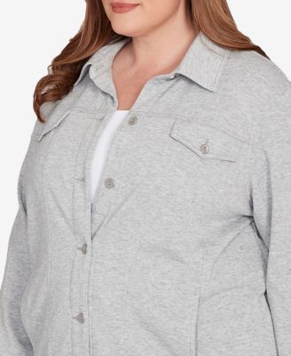 Plus Size Casual Vibe Shimmer Collared Button Jacket