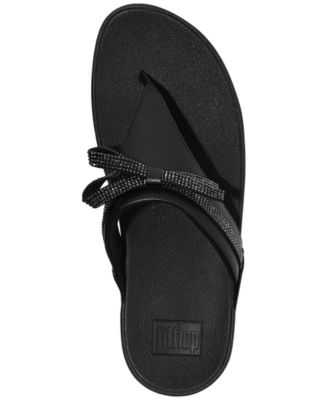 Women's Lulu Glitz-Bow Leather Toe-Post Sandals