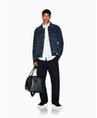 Men's Allover Letter Logo Satin Woven Shirt