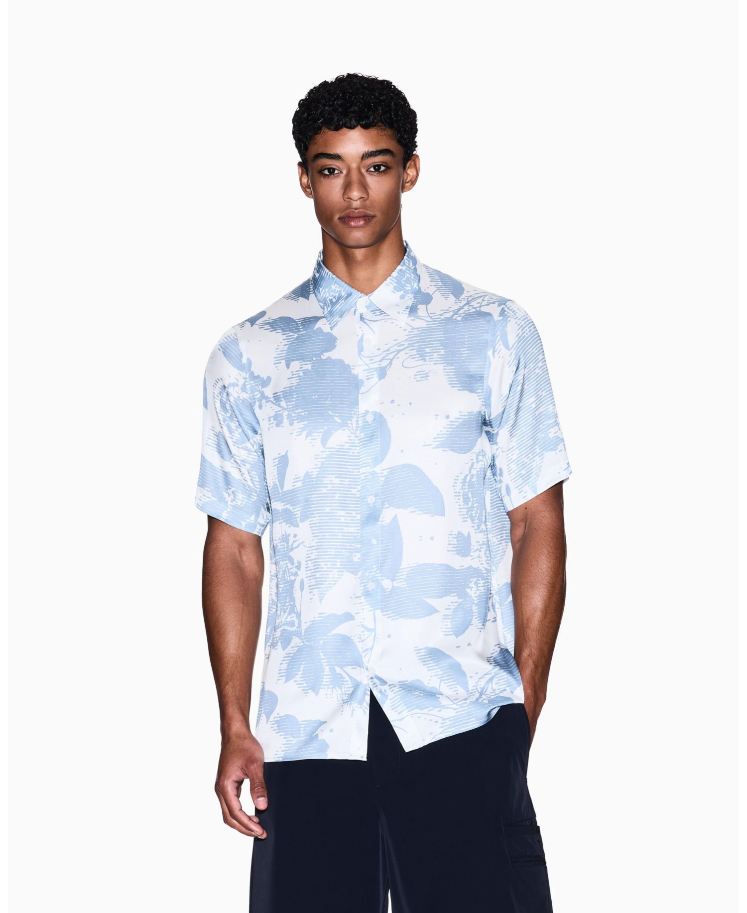 Men's Short Sleeve Viscose Print Woven Shirt