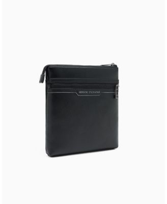 Men's Faux-Leather Flat Crossbody Bag