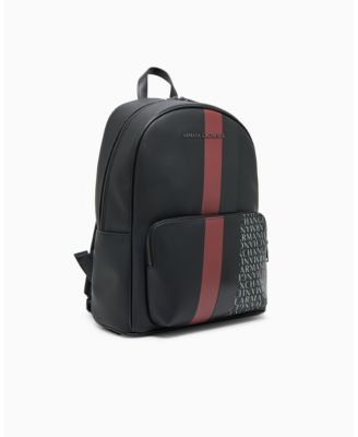 A|X Armani Exchange - Men's Striped polyurethane with Logo Details Backpack