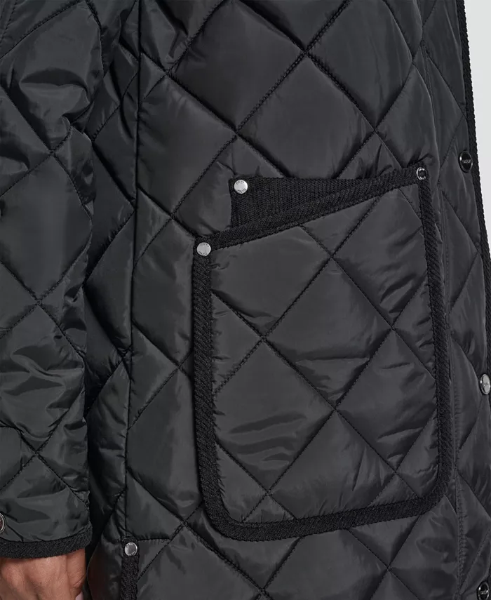 Women's Corduroy Collar Hooded Quilted Coat - thumbnail 5