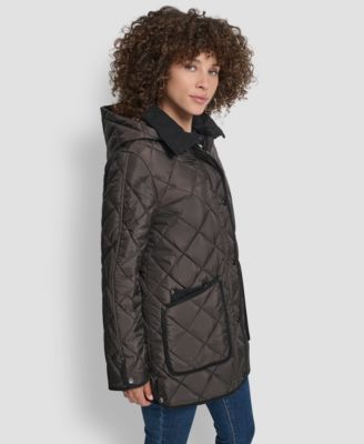 Women's Corduroy Collar Hooded Quilted Coat