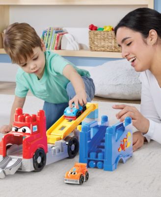 First Builders Build and Race Rig Toy Blocks, 19 Pieces