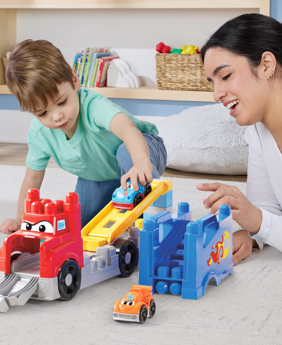 Mega Bloks First Builders Build And Race Rig Toy Blocks, 19 Pieces In Blue