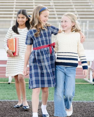 Little and Big Girls' Organic Smocked Short Sleeve Poplin Dress