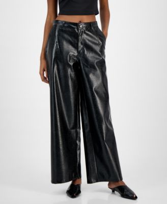 Women's Crocodile-Embossed Faux Leather Pants, Macy's Exclusive