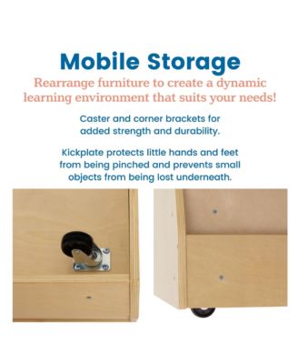 Double-Sided Mobile Book Display with Storage, Natural, 1