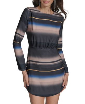Women's Boat-neck Striped Dress