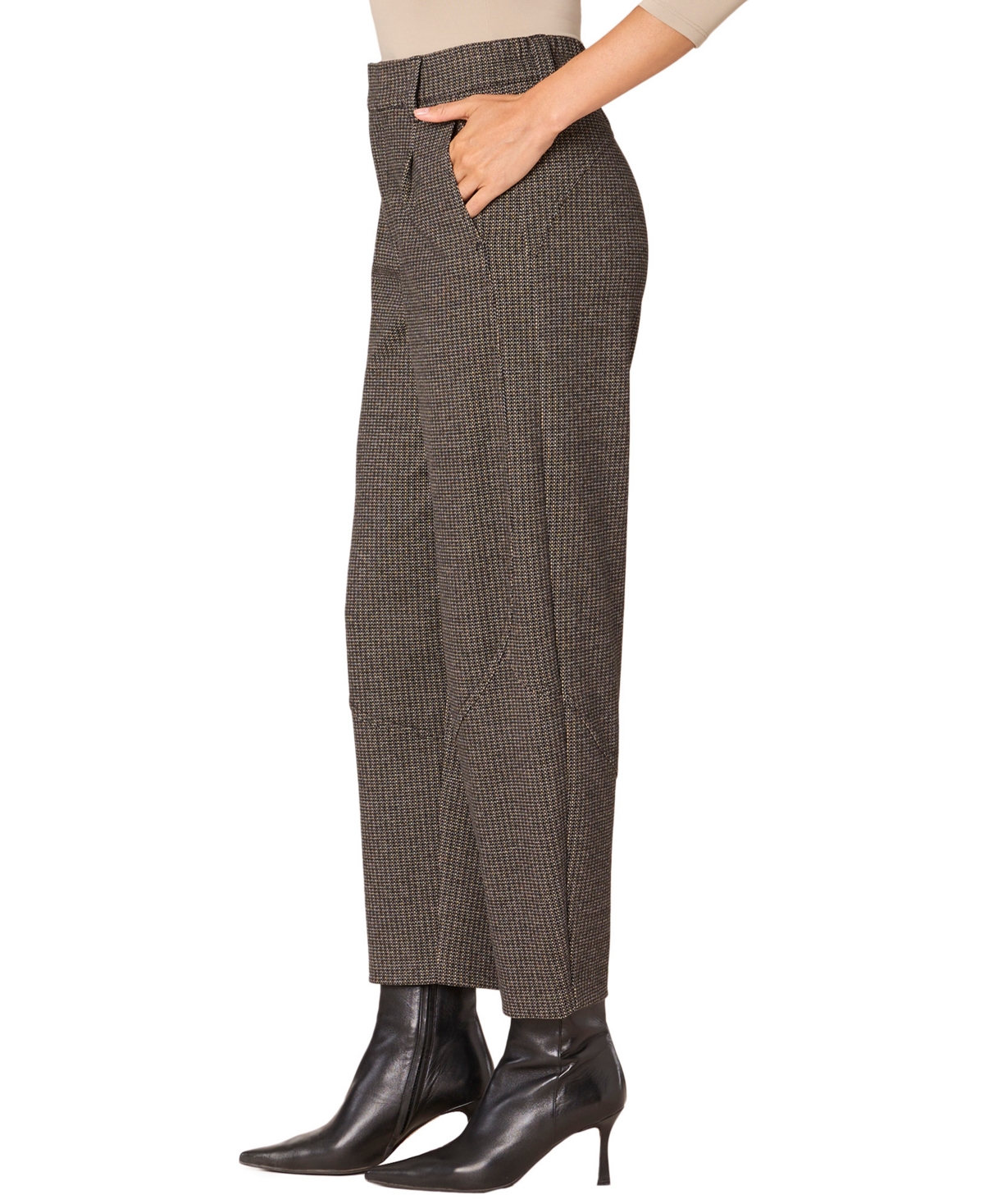 Democracy Petite Balloon Barrel Sky Rise Pants In Brown