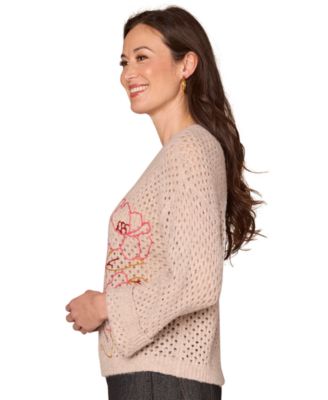 Petite Floral Round Neck Sweater