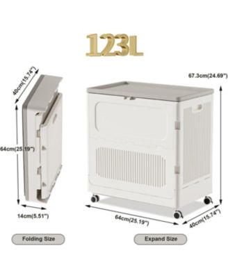 Rolling Laundry Hamper with Lid, 123L Large Capacity Clothes Hampers for Laundry, Plastic Collapsible Laundry Baskets with Laundry Clothes Hamper