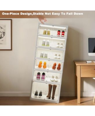 6 Tiers Foldable Shoe Rack Organizer, 12 Shoes Dustproof Collapsible Shoe Organizer- Suitable for Clothes Blankets Shoes Books, Folding Shoe Rack for Hallway, Living Room, Bedroom