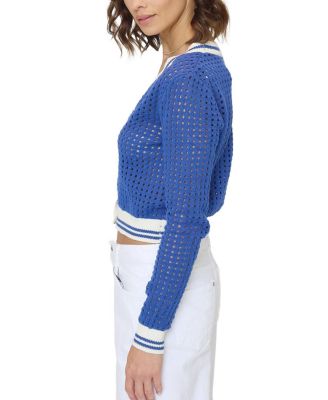 Women's Junie Varsity Mesh Stitch Cardigan