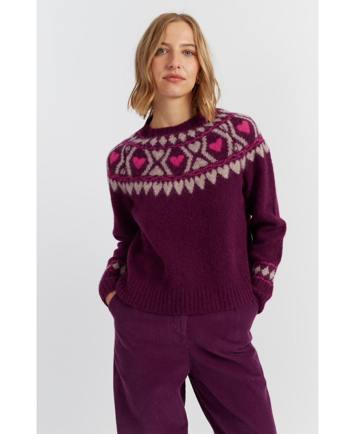 Chinti & Parker Women's Wool Blend Heart Fair Isle Sweater